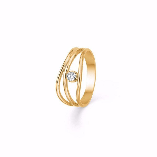 Guld & Sølv Design ring i 8 karat guld med zirkon